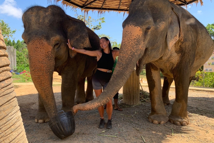 Image: Gordano Pavlovic with two elephants on holiday