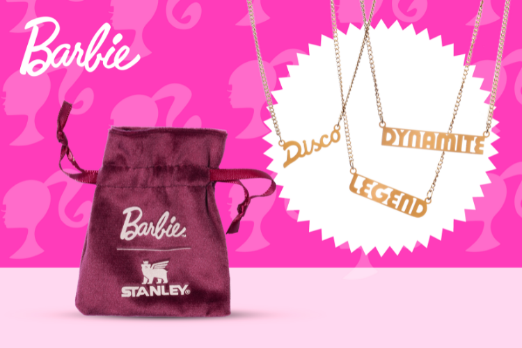 Image: Show the Barbie x Stanley promotional merchandise