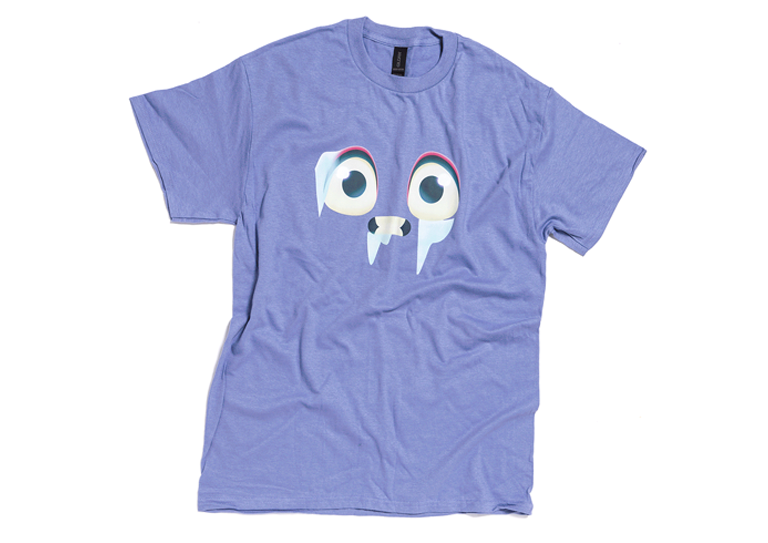 Image: Branded tshirt for Fruitfall with image of fruit on lilac tshirt