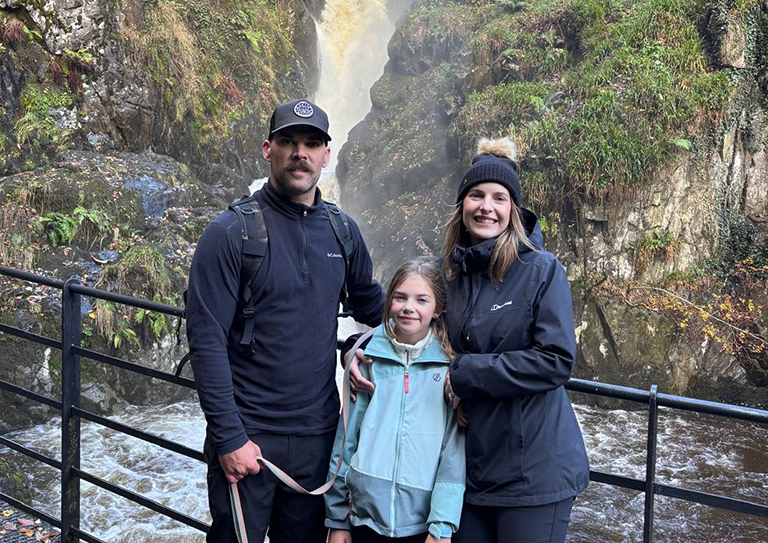 Image: Charlotte Melvin with her family and dog in the Lake Districk