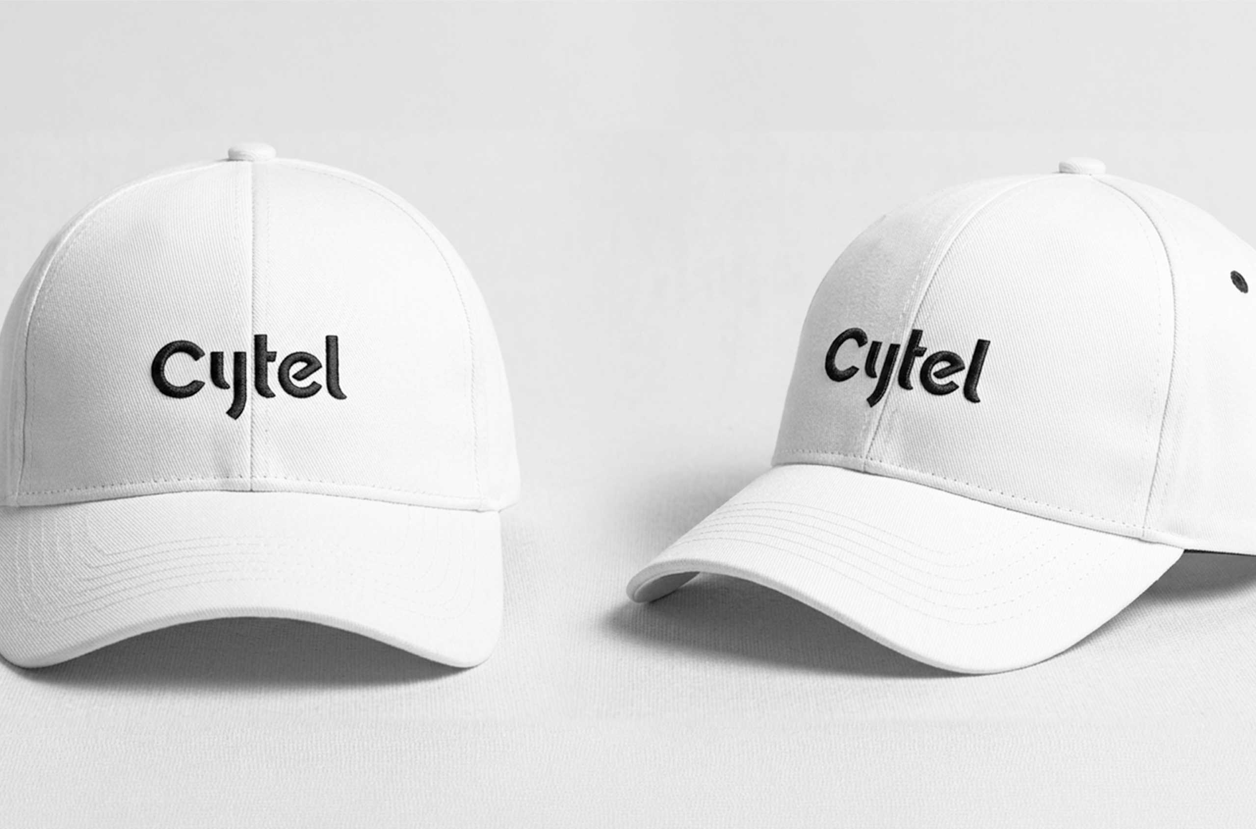 Cytel branded white caps